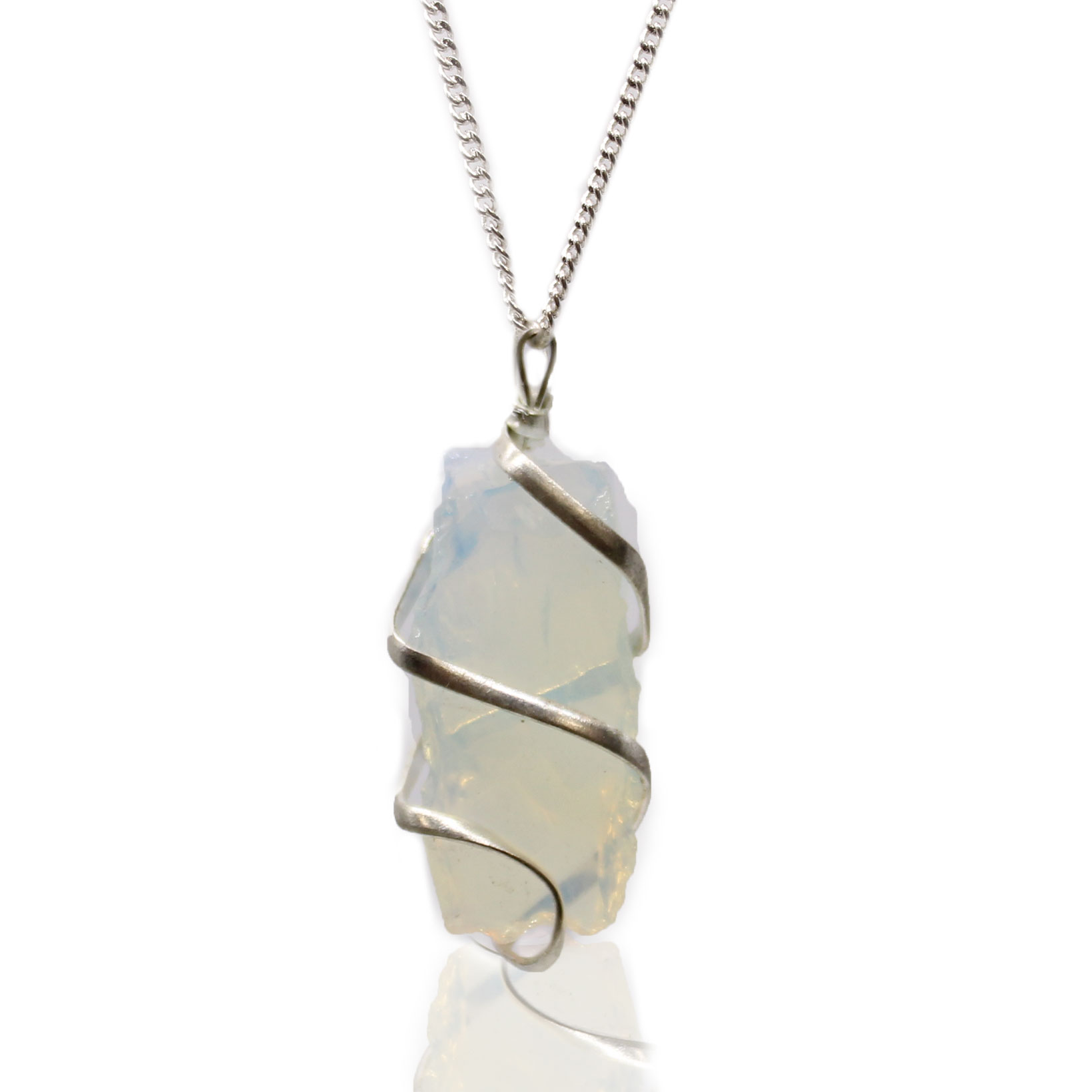 Cascade Wrapped Gemstone Necklace - Rough Opalite - Click Image to Close