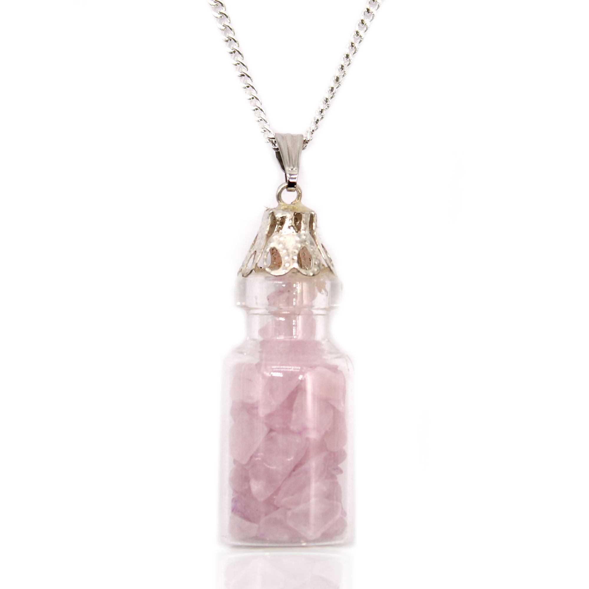 Bottled Gemstones Necklace - Rose Quartz - Click Image to Close