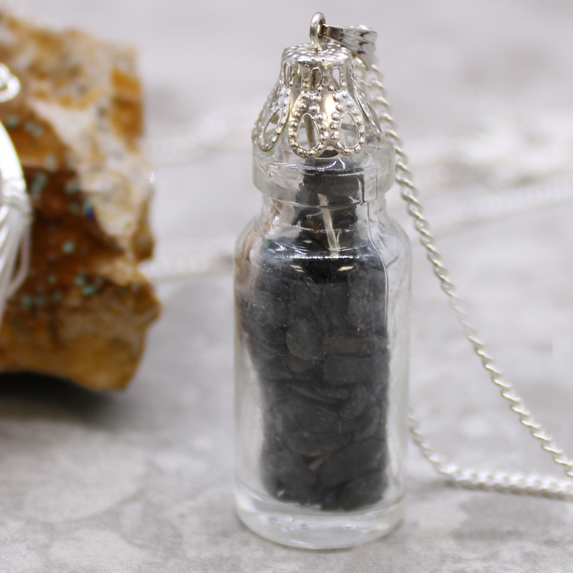 Bottled Gemstones Necklace - Black Onyx - Click Image to Close