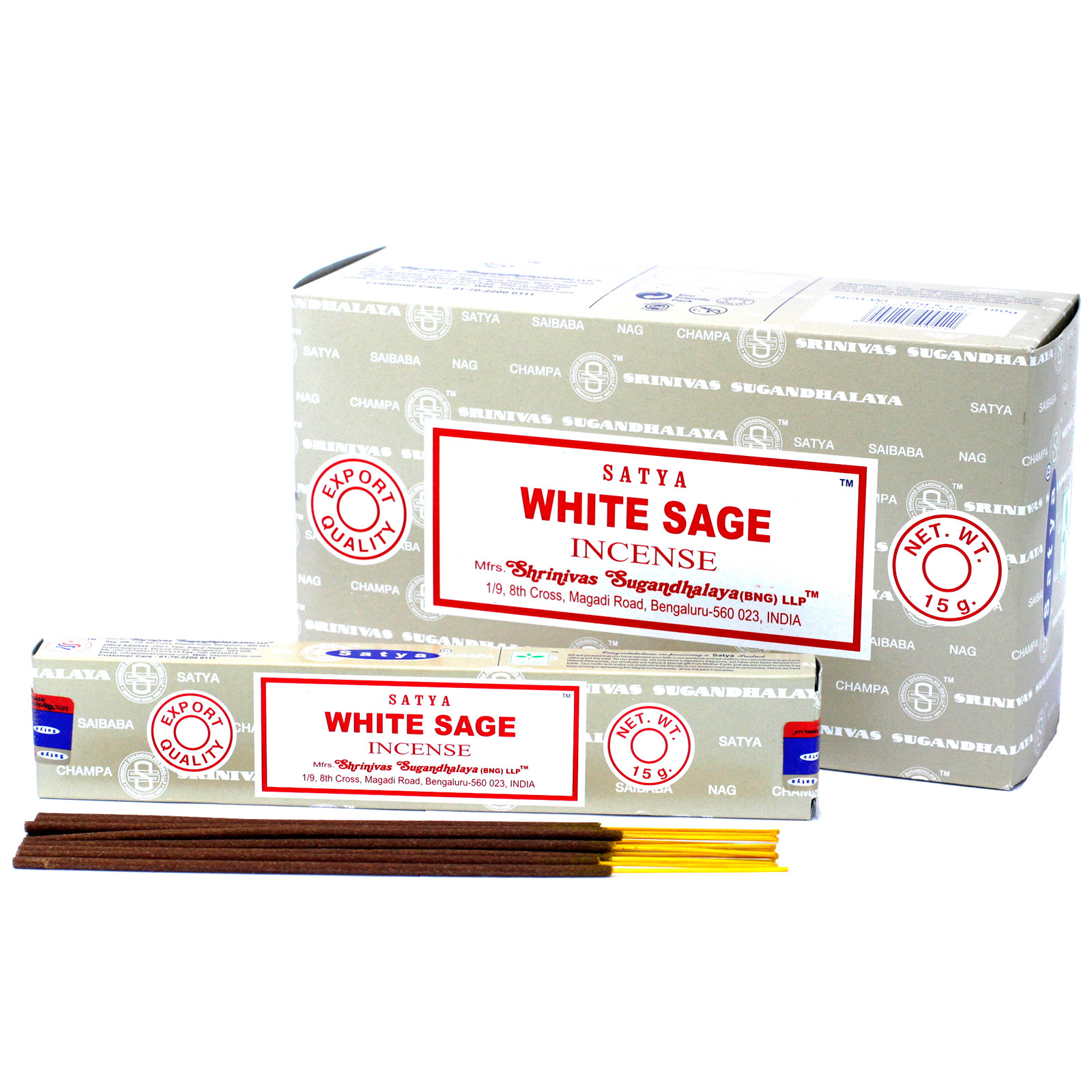 3 x 15g Packs Satya Incense Sticks - White Sage - Click Image to Close