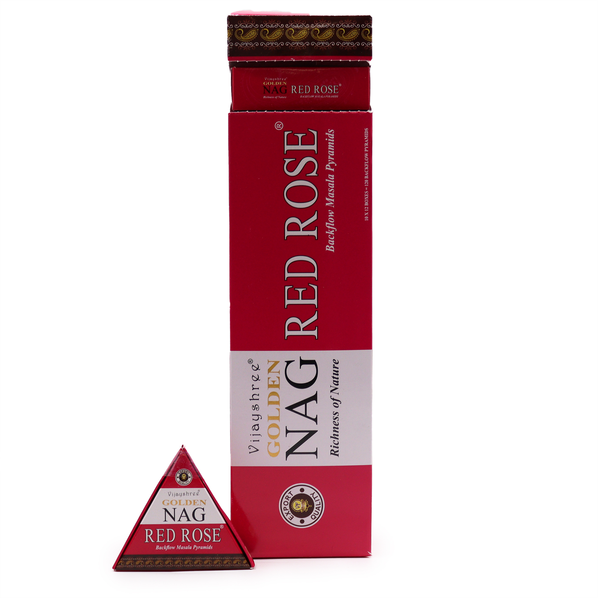 Jumbo Golden Nag - 30 Red Rose Backflow Incense Cones - Click Image to Close