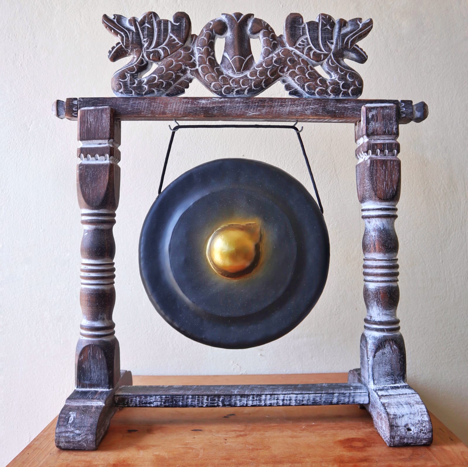 Small Healing Gong in Stand - 25cm - Black - Click Image to Close