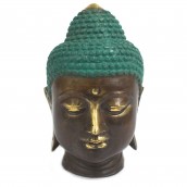 Large Classic Brass Buddha Head - Click Image to Close