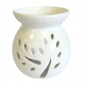 Large Classic White Oil Burner - Tree Cut Out - Click Image to Close