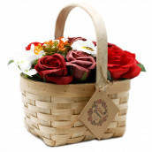 Large Red Bouquet in Wicker Basket - Click Image to Close