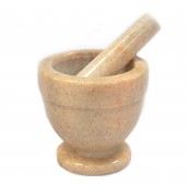 Large Peach Marble Pestle and Mortar - Click Image to Close