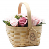 Large Pink Bouquet in Wicker Basket - Click Image to Close
