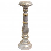 Large Candle Stand - White & Gold - Click Image to Close