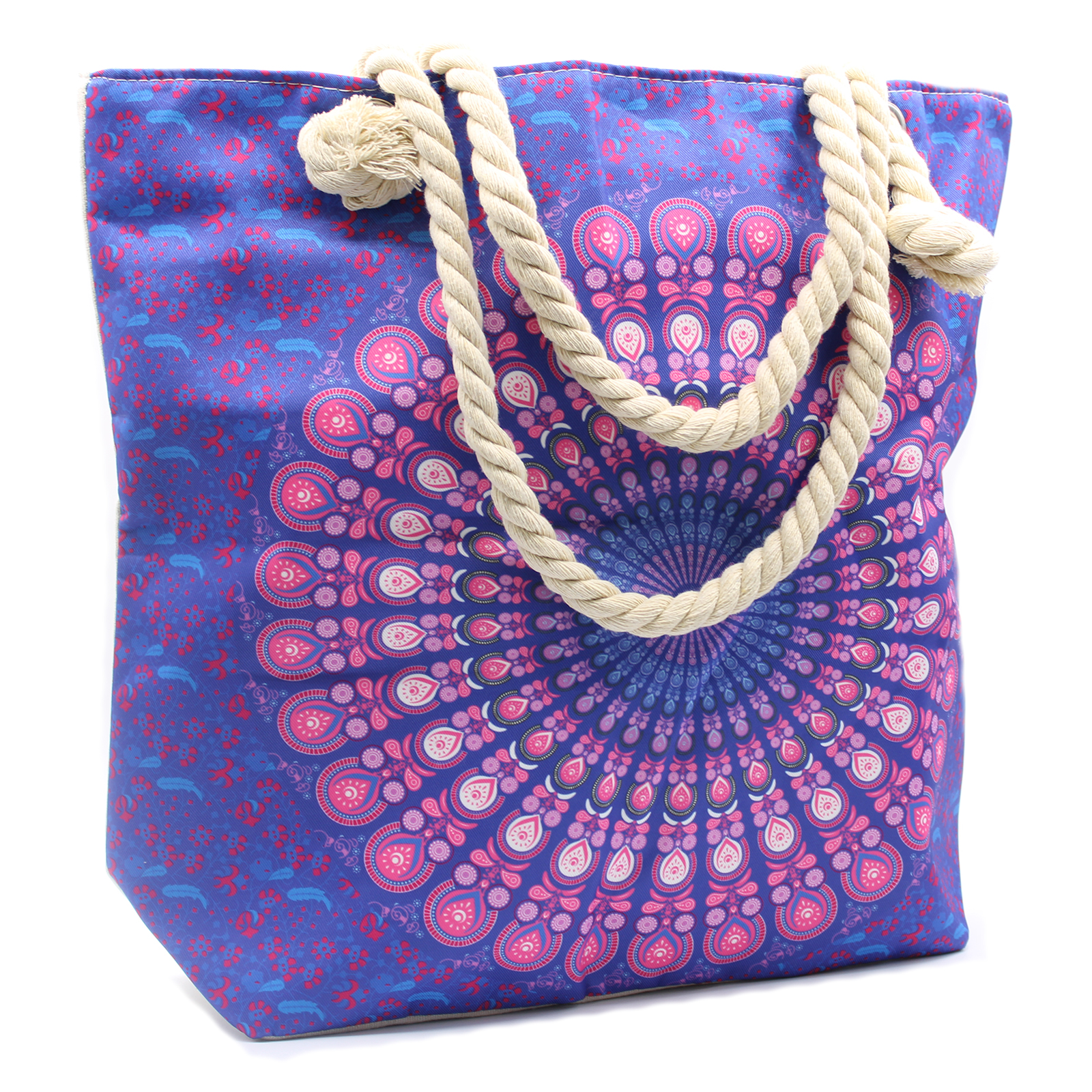 Rope Handle Mandala Bag - Purple Blue - Click Image to Close