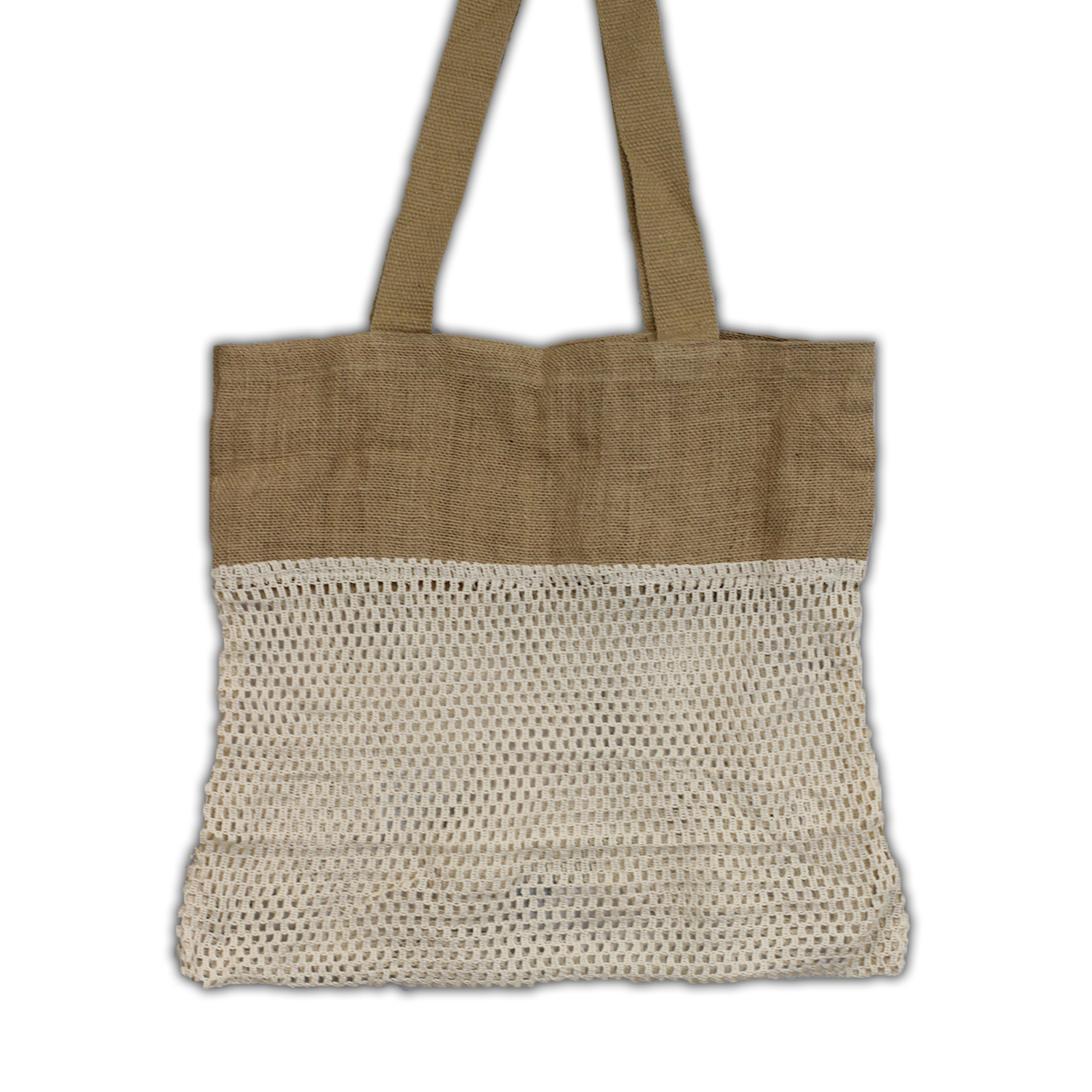 Pure Soft Jute and Cotton Mesh Bag - Natural - Click Image to Close