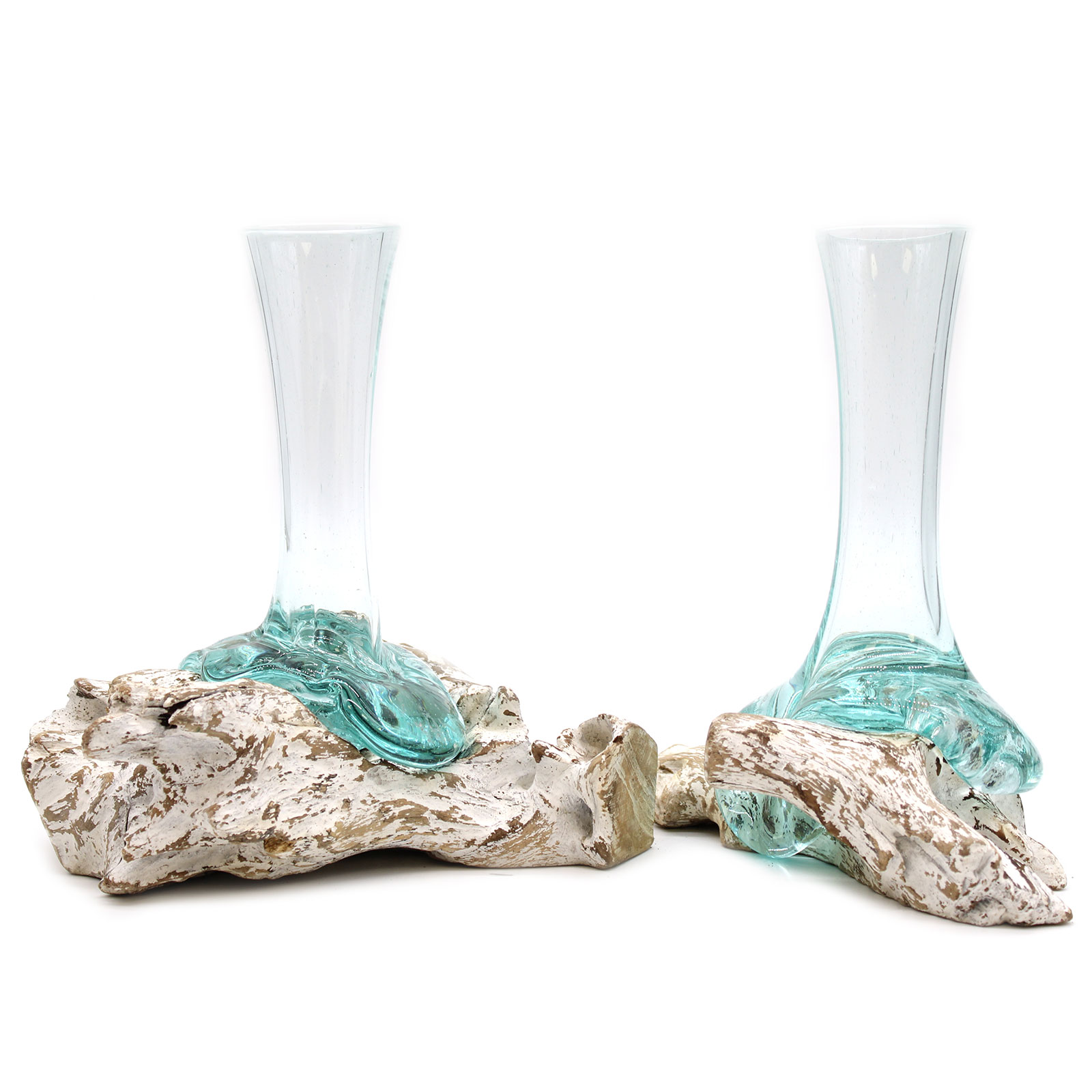 Molten Glass on Whitewash Wood - Vase - Medium - Click Image to Close