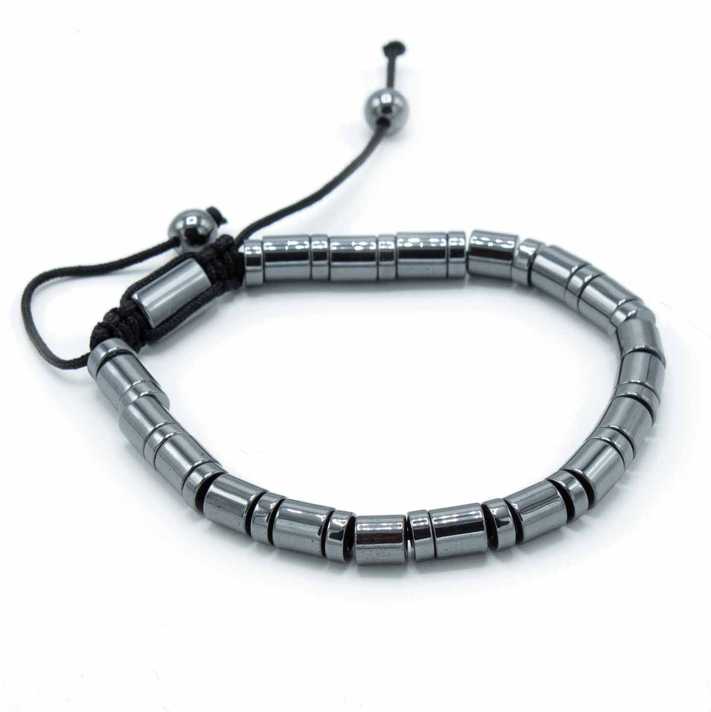 Magnetic Hematite Shamballa Bracelet - Cylinders & Circles - Click Image to Close