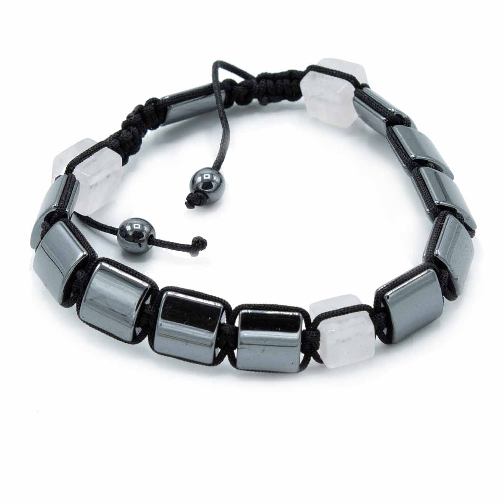 Magnetic Hematite Shamballa Bracelet - Rose Cuboids - Click Image to Close