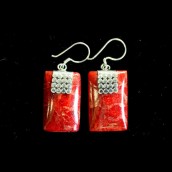 SQ Mini Disc Coral Earrings - Click Image to Close