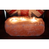 Natural Salt Candle Holder - 3 Holes - Click Image to Close