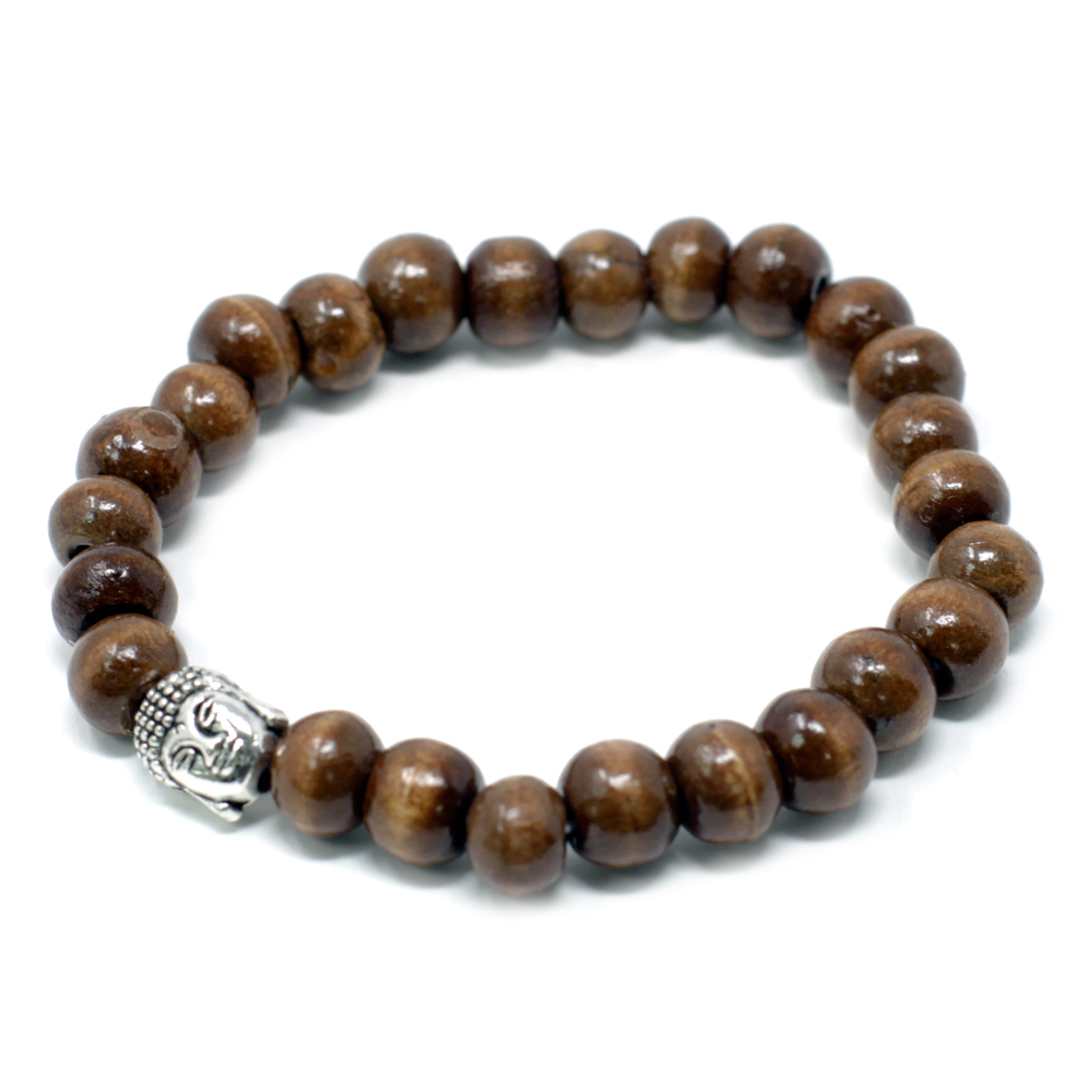 3 x Brown Beads & Buddha Bangle - Click Image to Close