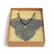 Necklace & Earring Set - Bravery Leaf - Pewter - Click Image to Close