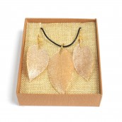 Necklace & Earring Set - Bravery Leaf - Gold - Click Image to Close