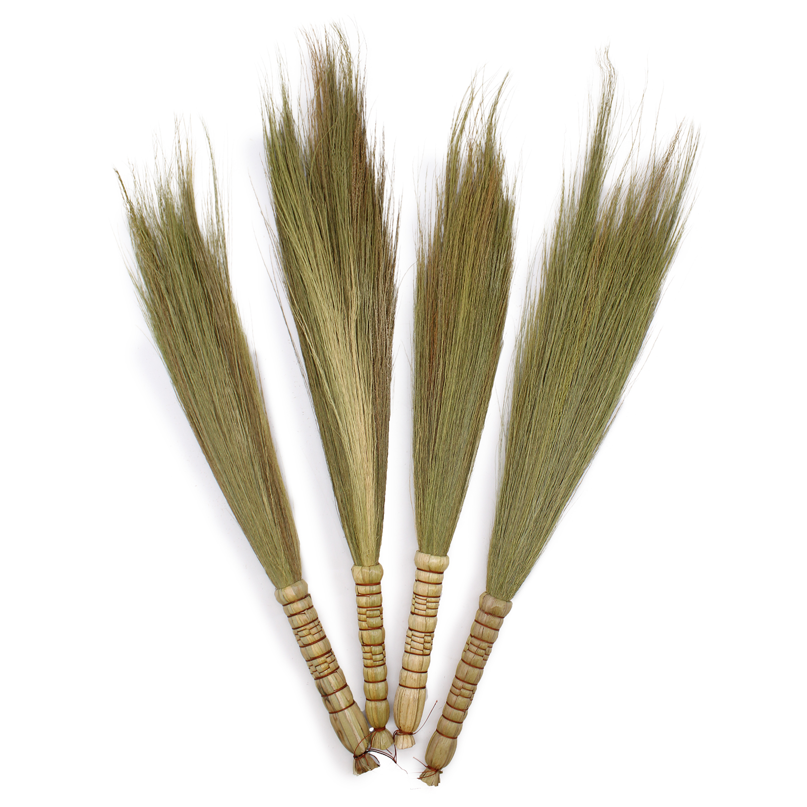 Set of 4 Pampas Long Brooms - Natural - Click Image to Close