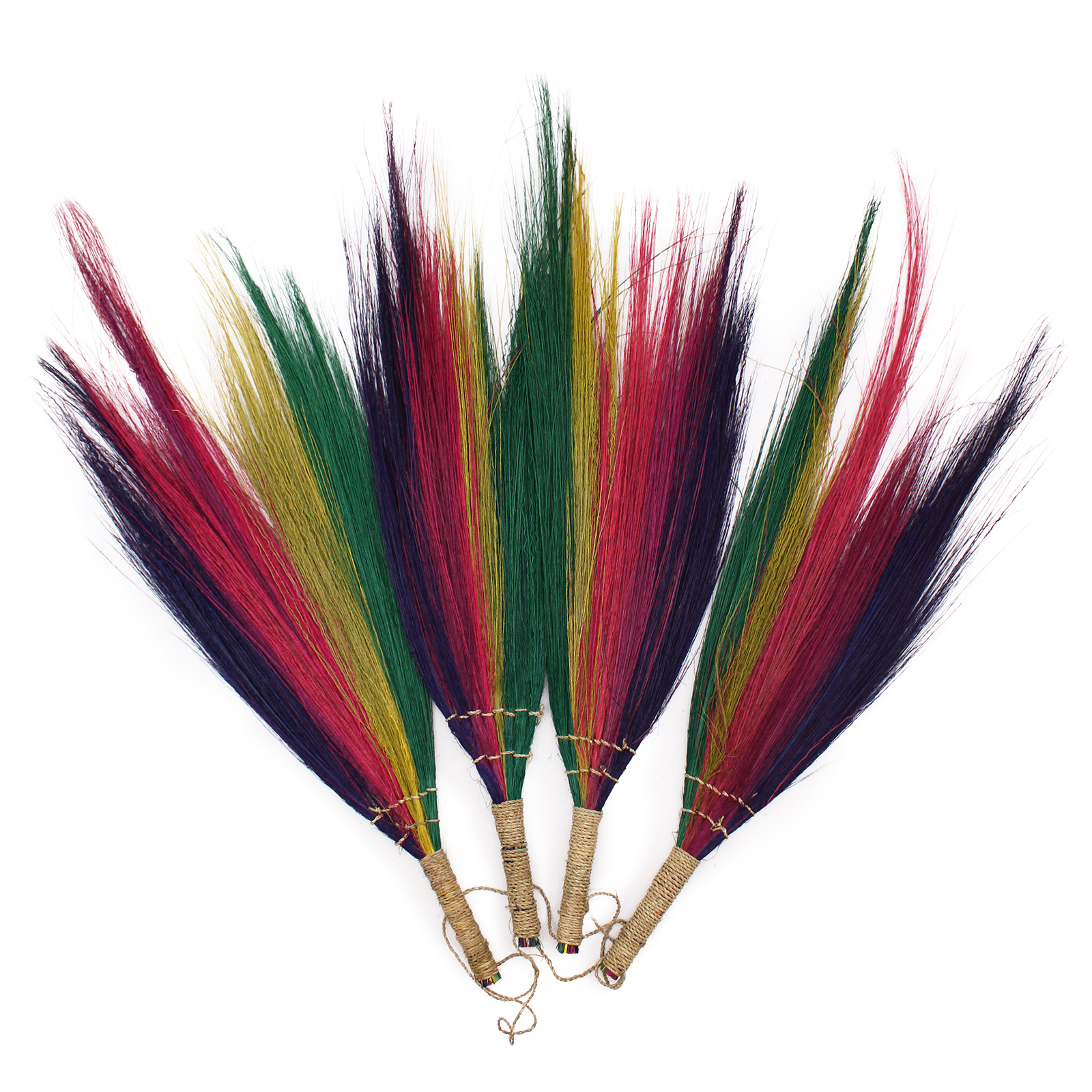Set of 4 Pampas Long Brooms - Rainbow Colours