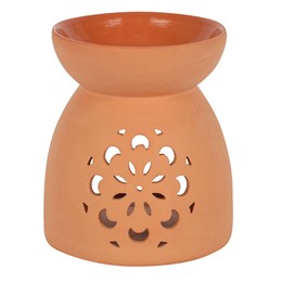 Floral Cutout Terracotta Effect Oil Burner - Click Image to Close