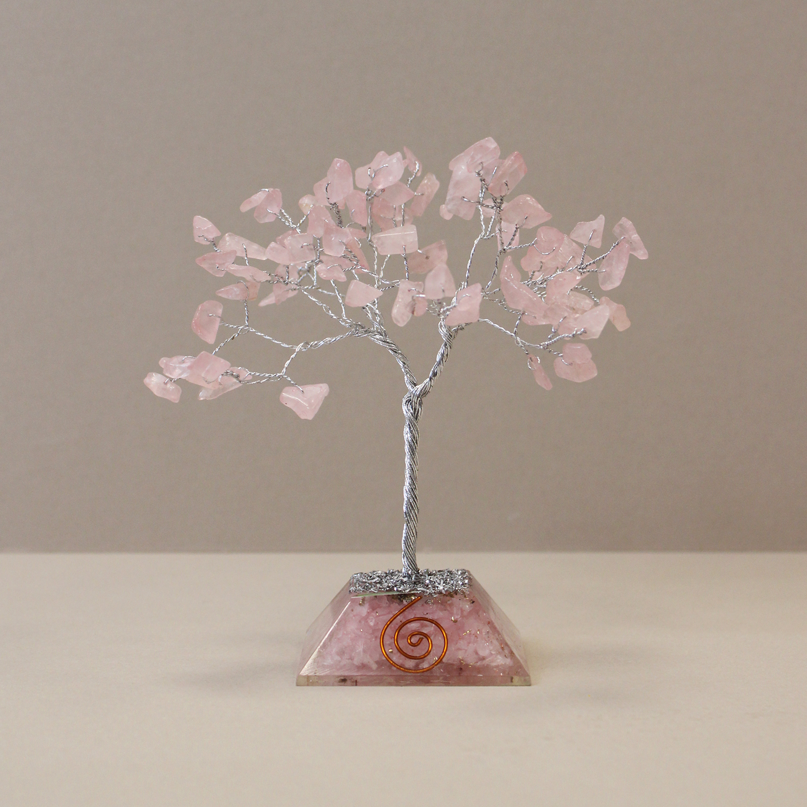 Gemstone Tree with Organite Base - 80 Stone - Rose Quartz - Click Image to Close