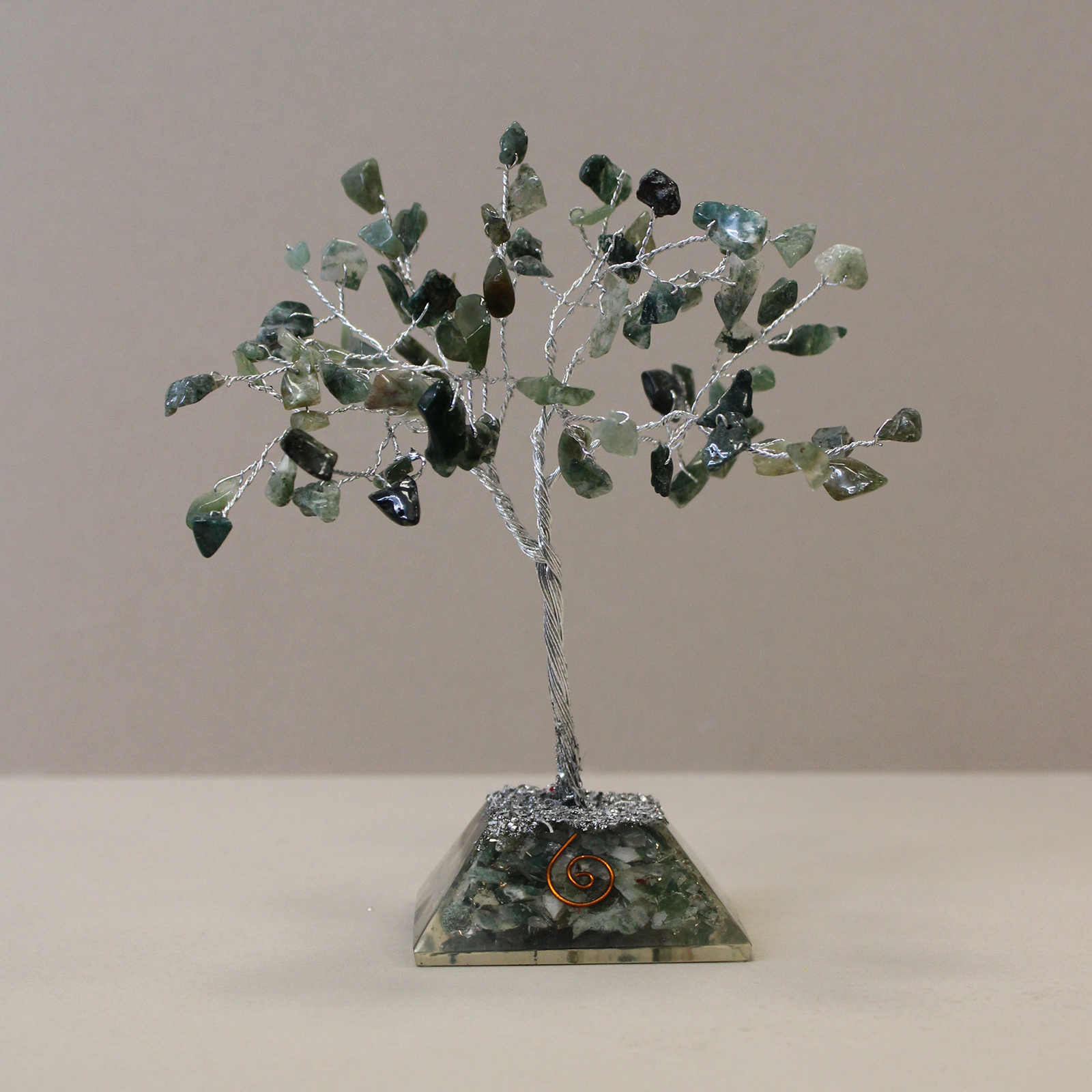 Gemstone Tree with Organite Base - 80 Stone - Moss Agate - Click Image to Close