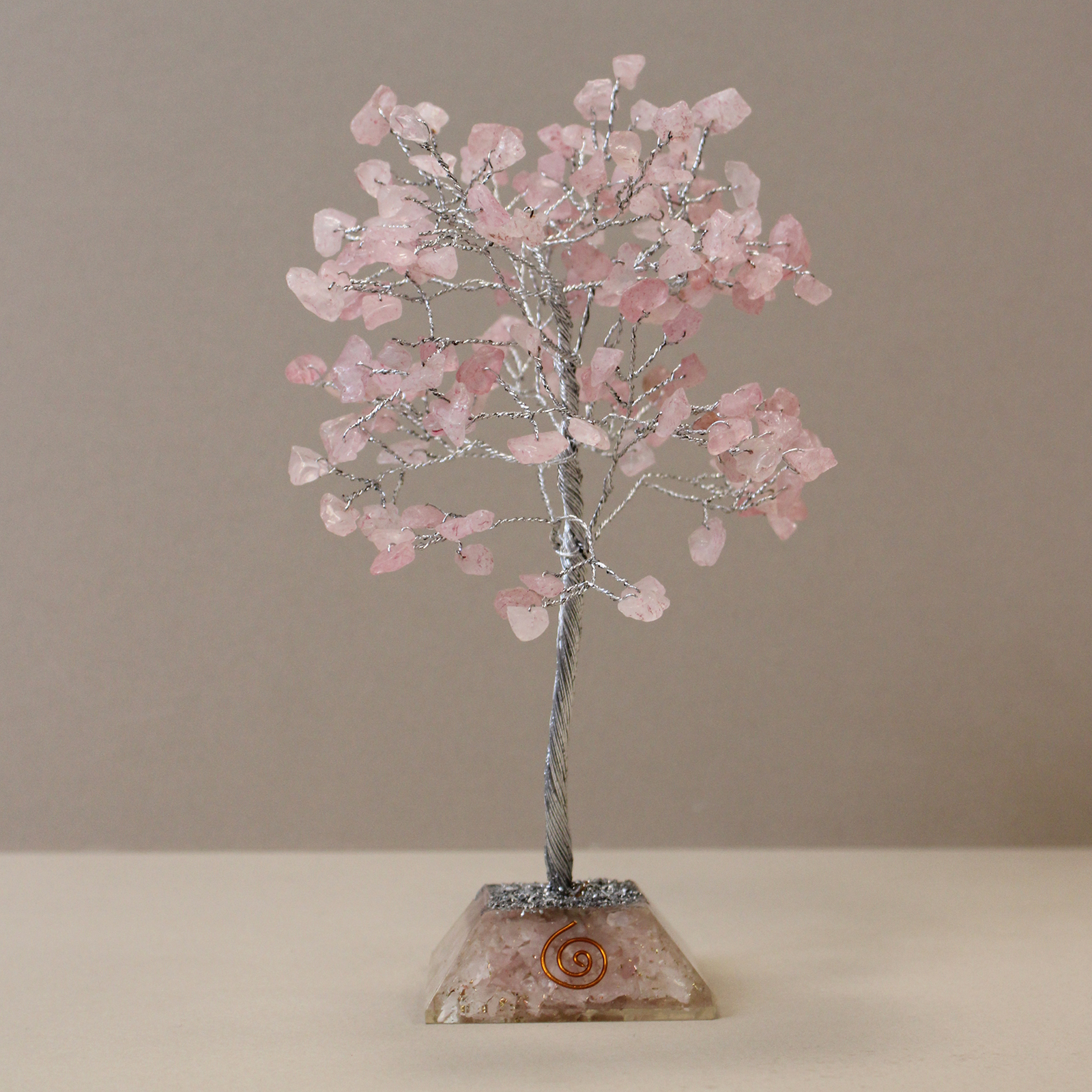 Gemstone Tree with Organite Base - 160 Stone - Rose Quartz - Click Image to Close