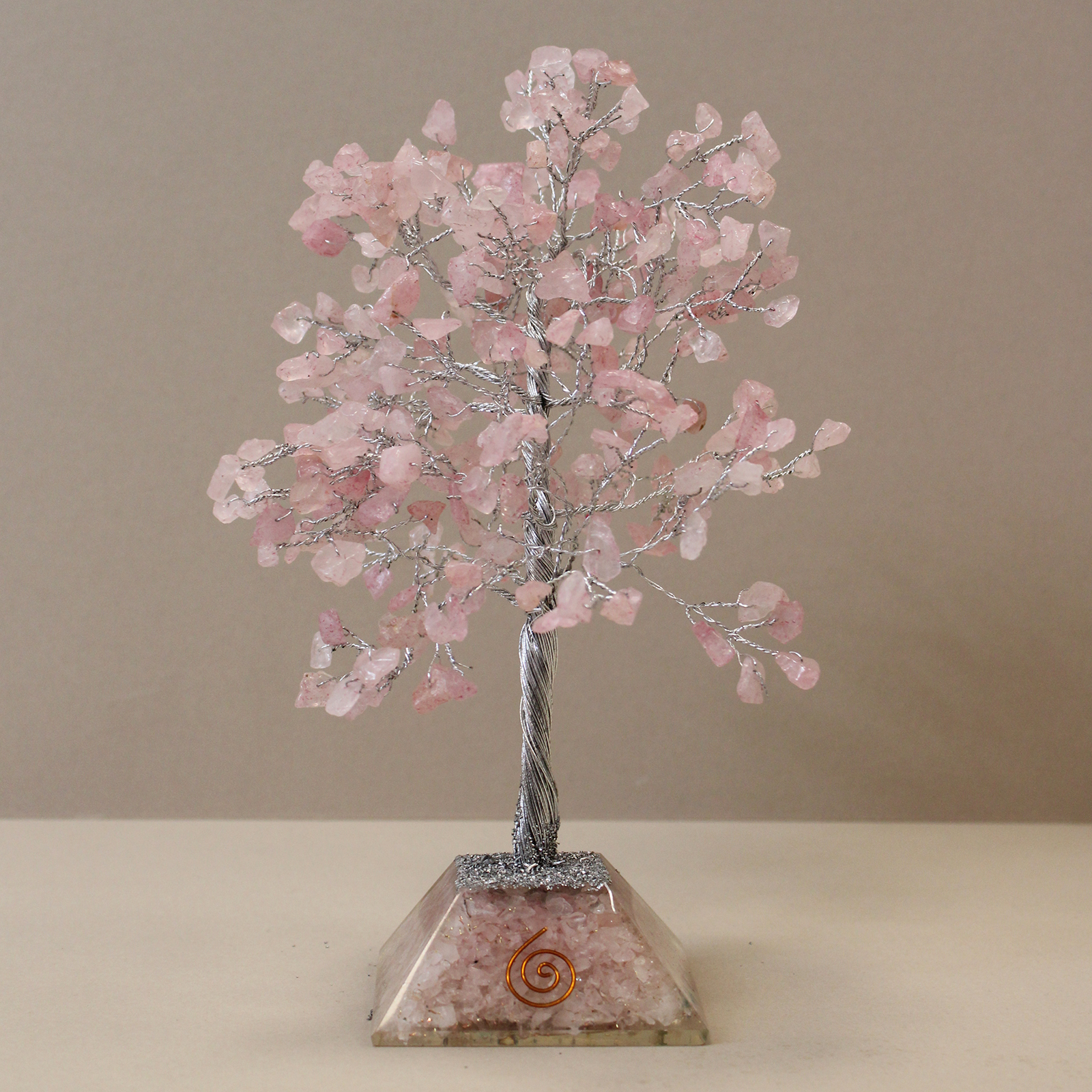 Gemstone Tree with Organite Base - 320 Stone - Rose Quartz - Click Image to Close