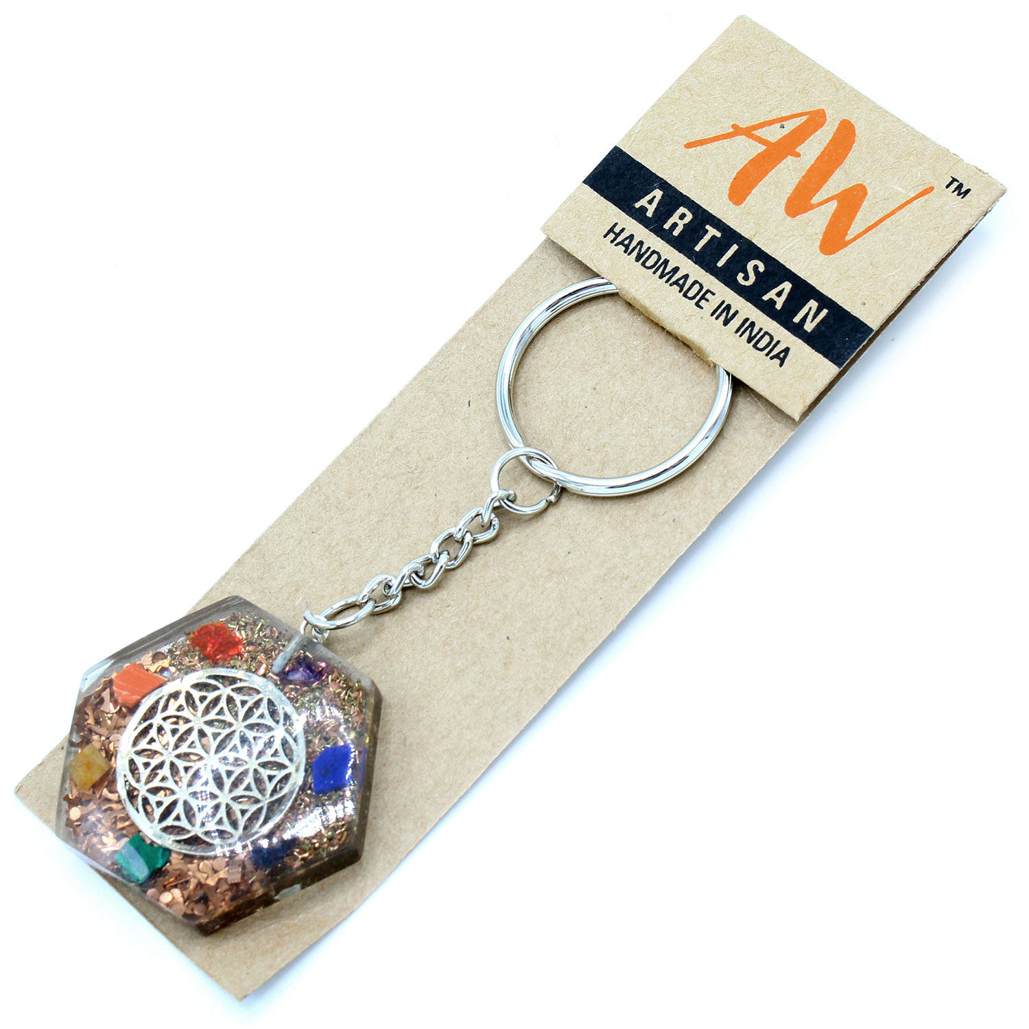 Orgonite Power Keyring - Octagon Power of Life - Click Image to Close