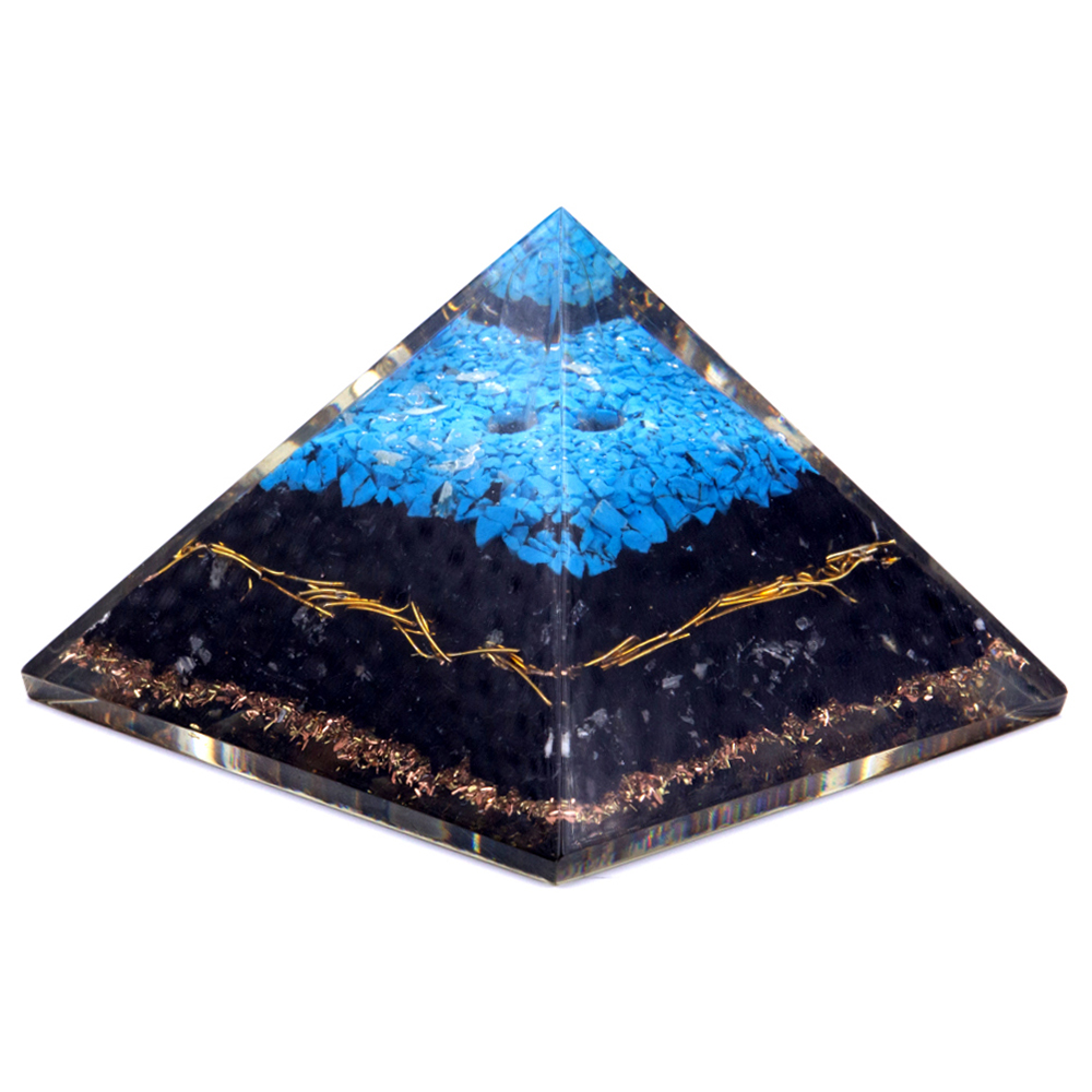 Orgonite Pyramid - Turqoise and Black Tourmaline - Click Image to Close