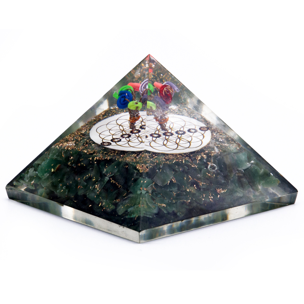 Orgonite Pyramid - Green Aventurine and Flower of Life - Click Image to Close