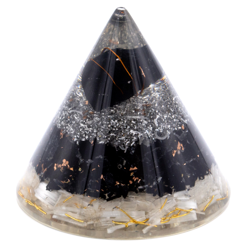 Orgonite Cone - Selenite and Black Tourmaline Copper - Click Image to Close