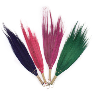 Set of 4 Pampas Long Brooms - Vivid colours - Click Image to Close
