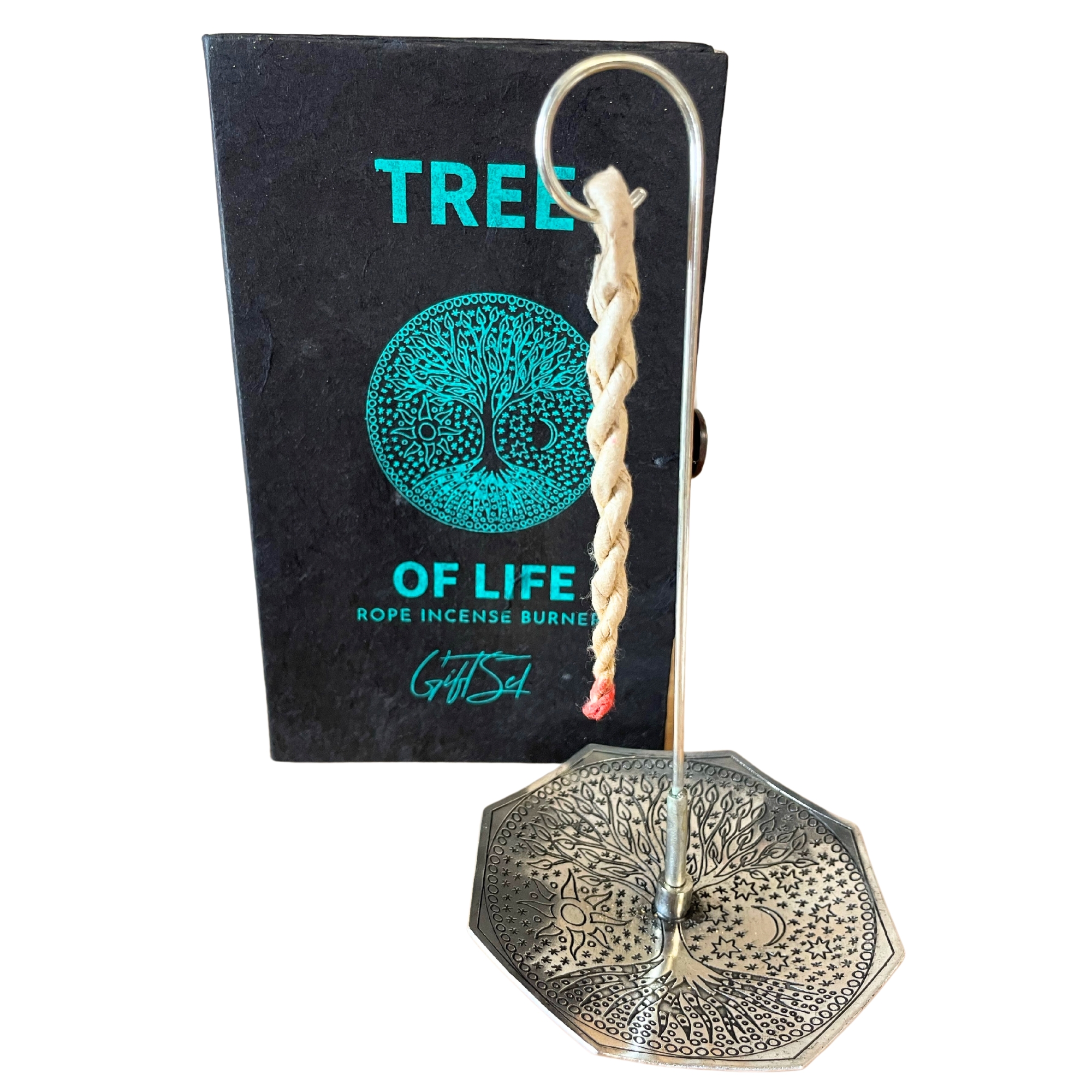 Rope Incense and Silver Plated Holder Set - Tree of Life - Click Image to Close