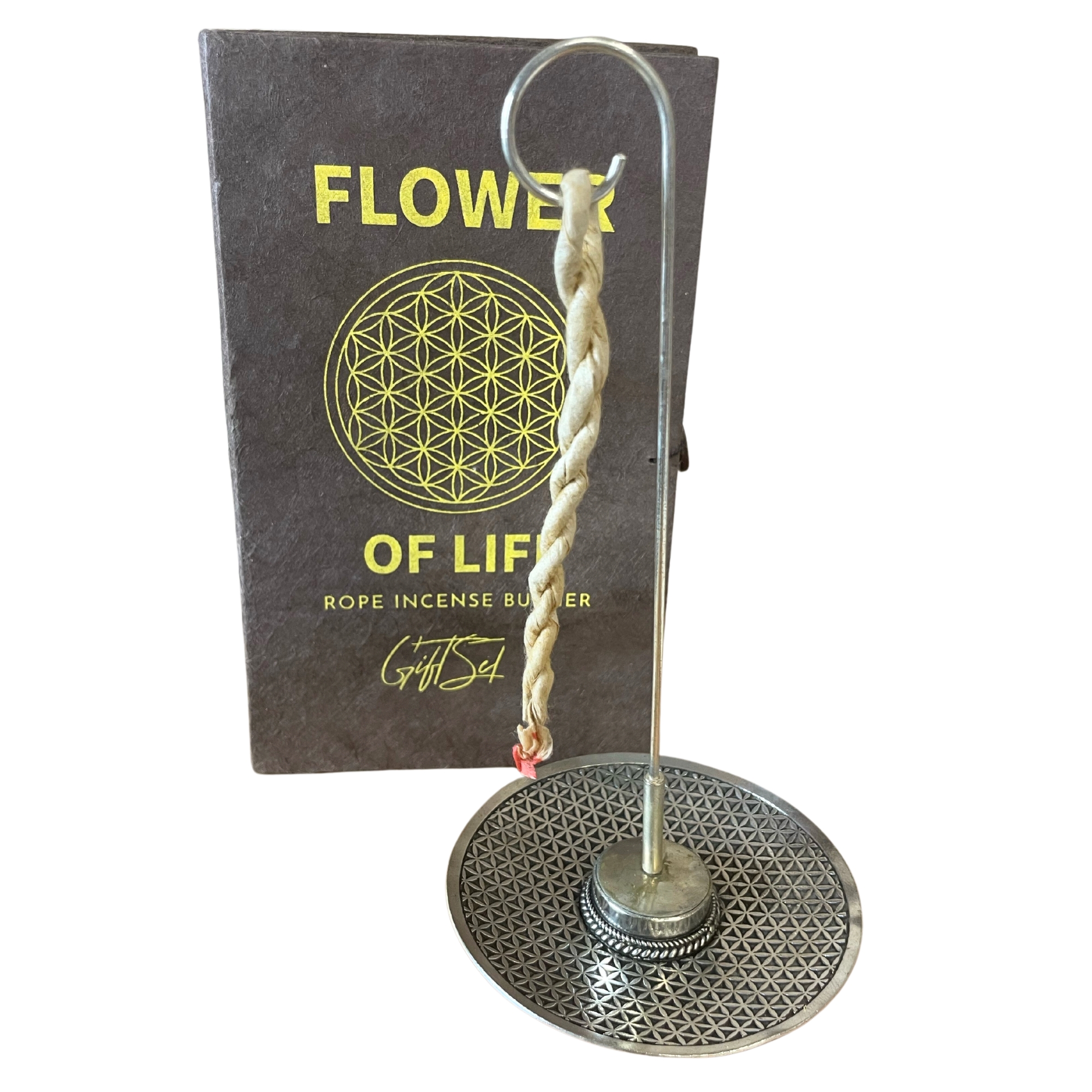Rope Incense and Silver Plated Holder Set - Flower of Life - Click Image to Close