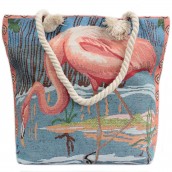 Rope Handle Bag - Pink Flamingos - Click Image to Close