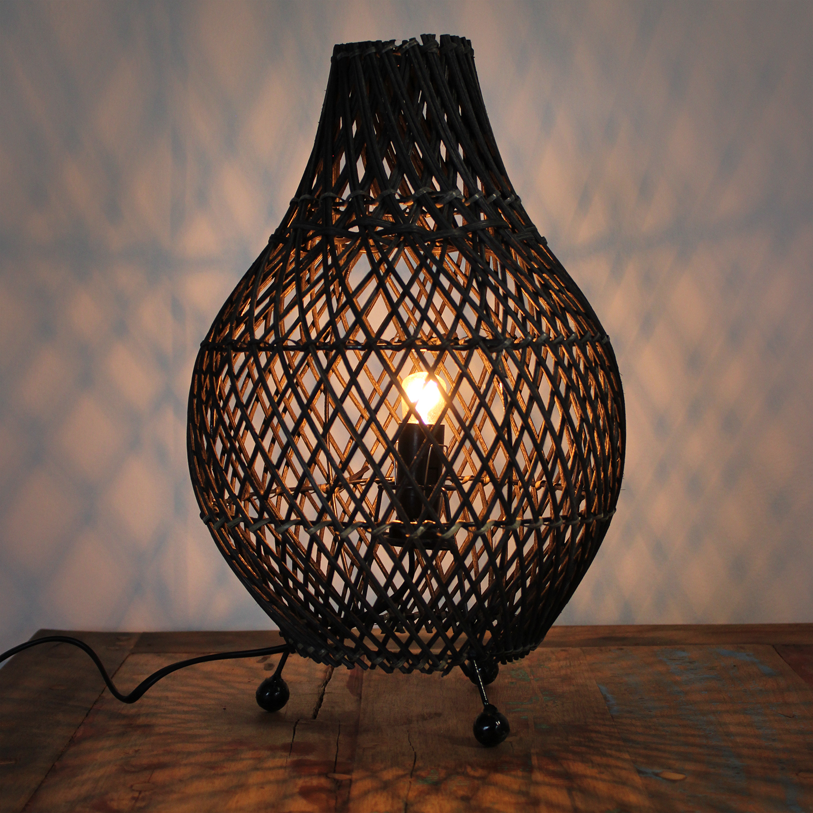 Rattan Table Lamp - Brown