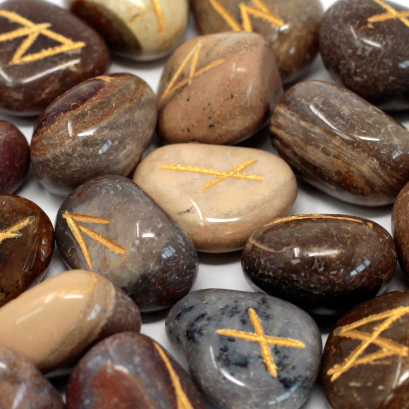 Indian Runes in Pouch - Fancy Jasper - Click Image to Close