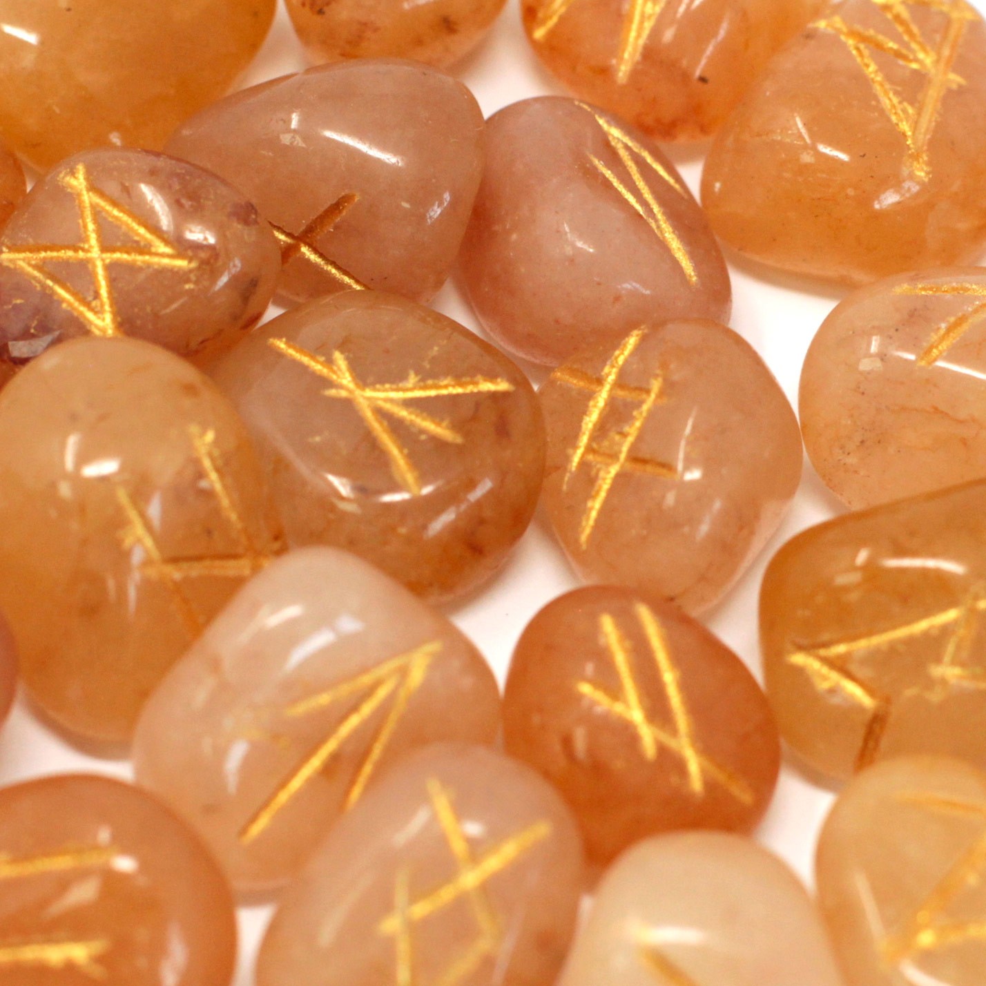 Indian Runes in Pouch - Yellow Aventurine - Click Image to Close