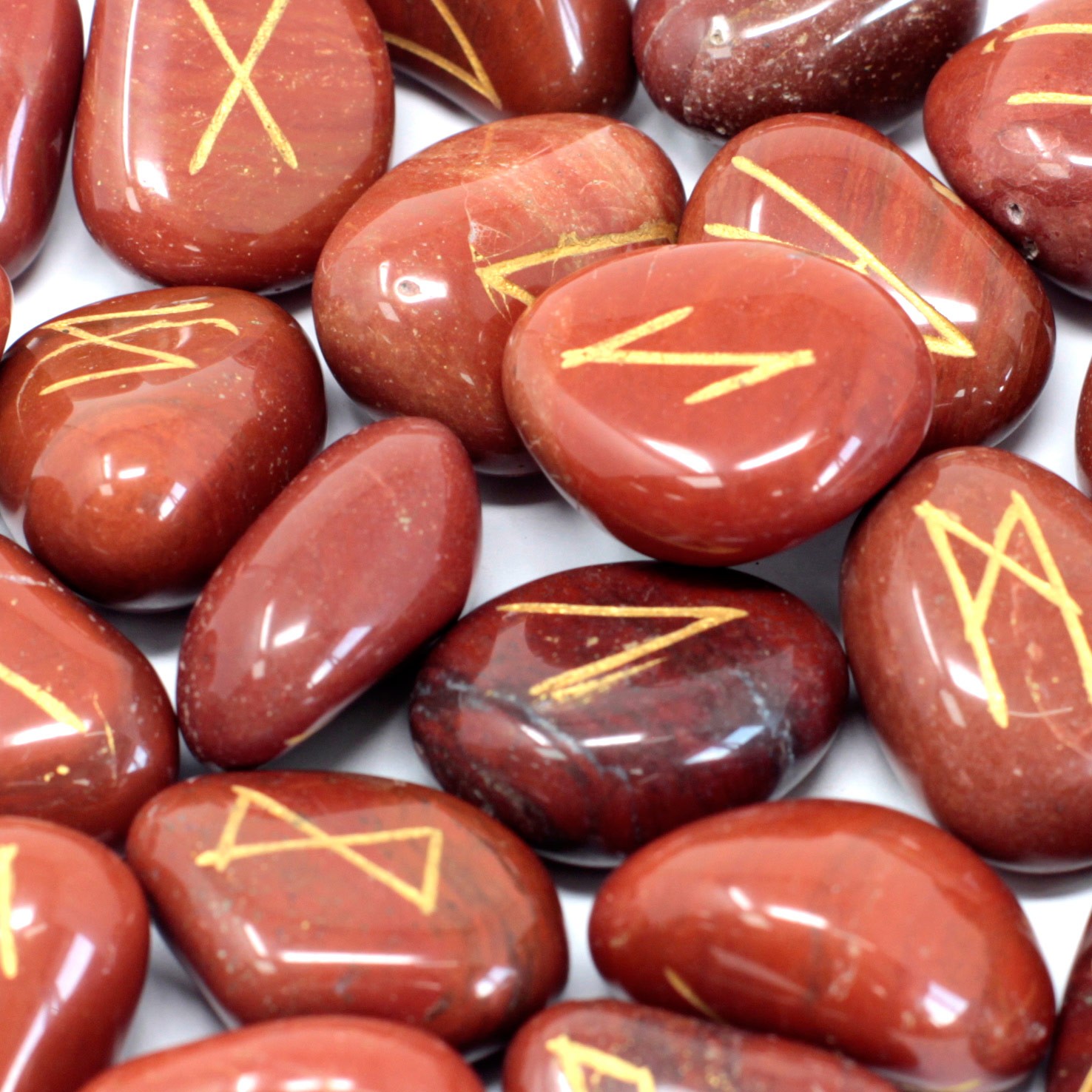 Indian Runes in Pouch - Red Jasper - Click Image to Close