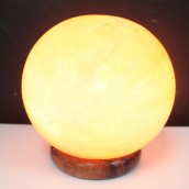 Salt Lamp Ball - Big Wooden Base - Click Image to Close