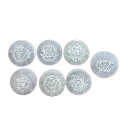 Chakra Set of 7 Charging Plates - each 25x17cm - Click Image to Close