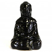 Sitting Buddha Oil Burner - Black - Click Image to Close