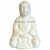 Sitting Buddha Oil Burner - White - Click Image to Close