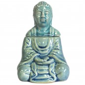 Sitting Buddha Oil Burner - Blue - Click Image to Close