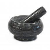 Small Black Marble Pestle and Mortar - Click Image to Close