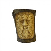 Small Green Man Tree Trunk Carving - Click Image to Close