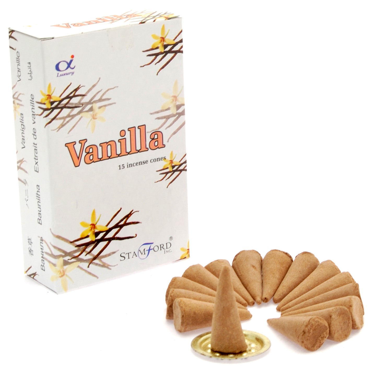 5 x Packs Premium Incense Cones - Vanilla - Click Image to Close