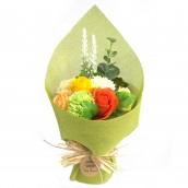Standing Soap Flower Bouquet - Green/Yellow - Click Image to Close